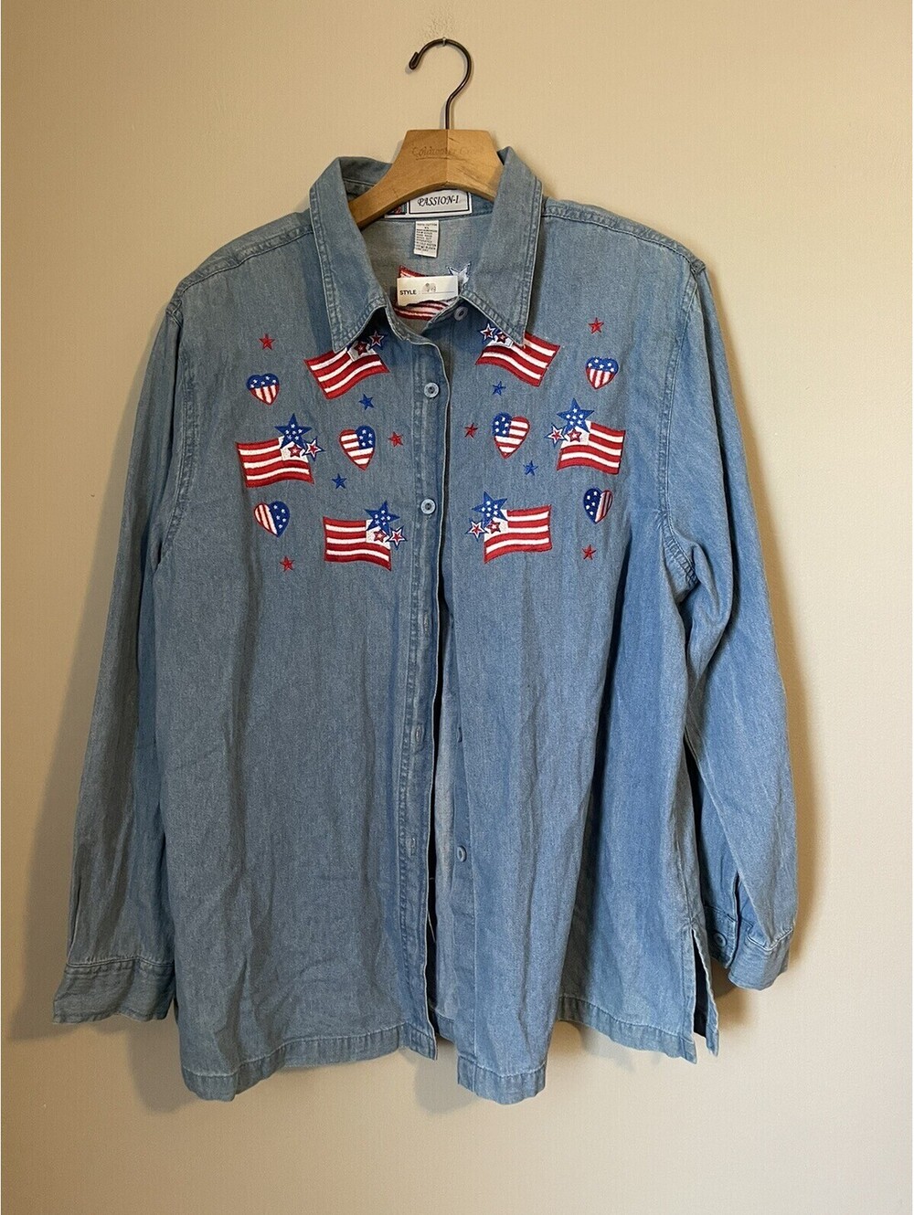 Vintage 90s Denim Shirt Americana cottagecore casual Large